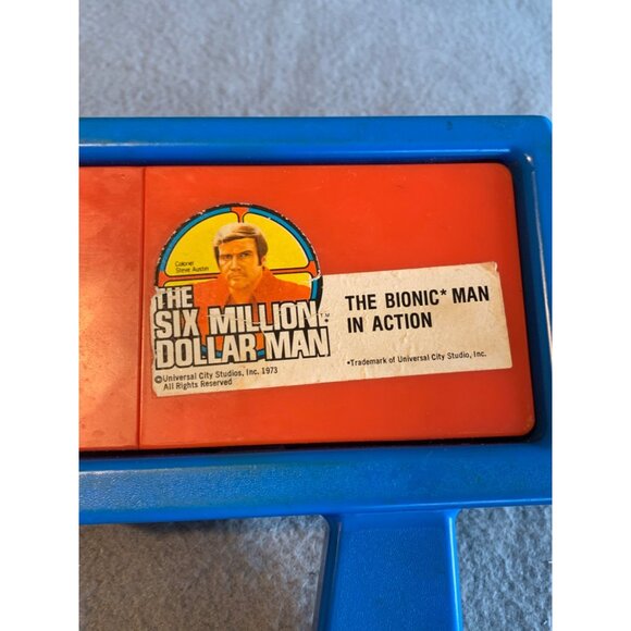 Vintage 1973 Six Million Dollar Man Movie Viewer Kenner Blue Red Retro Toy - Picture 5 of 11